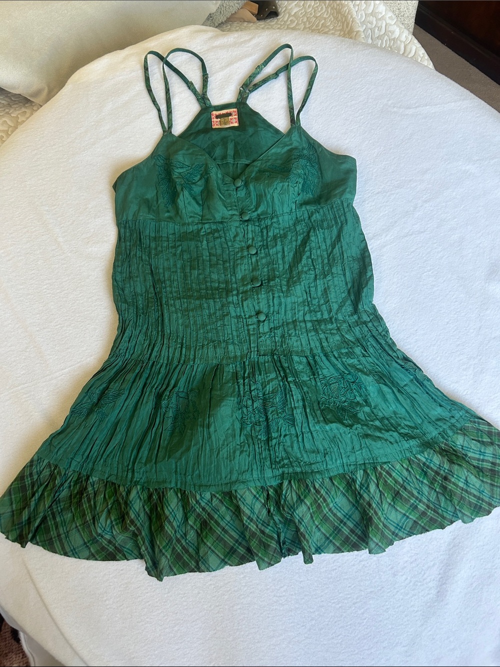 Free People vintage Y2-K fairy grunge BOHO asthetic 100% silk slip dress